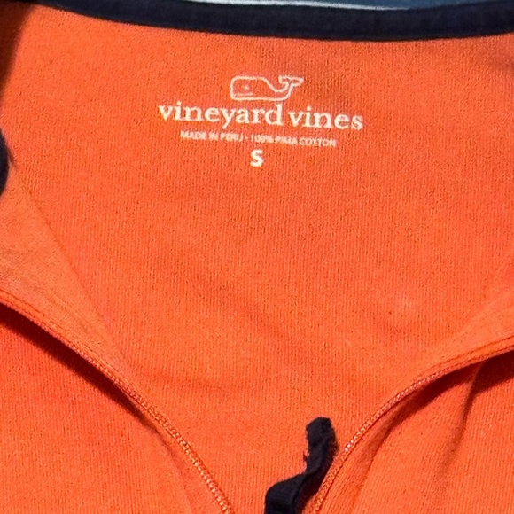 Vineyard Vines Men’s Orange Coral Blue Small 1/4 Zip Pullover Long Sleeve Golf - Picture 8 of 8